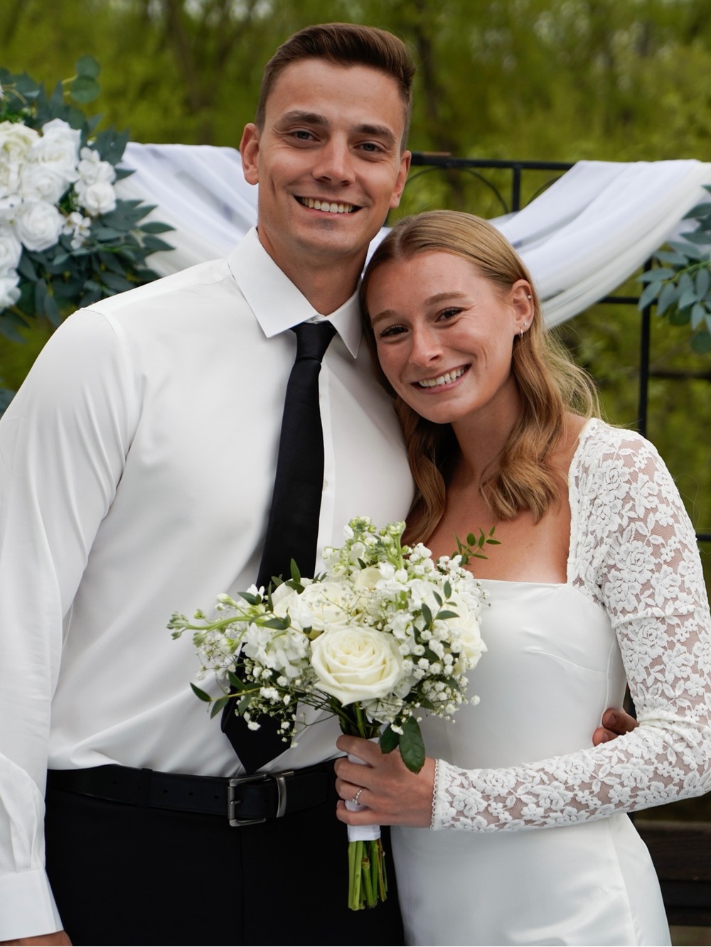 Lulu's White Long Sleeve Lace Wedding Dress